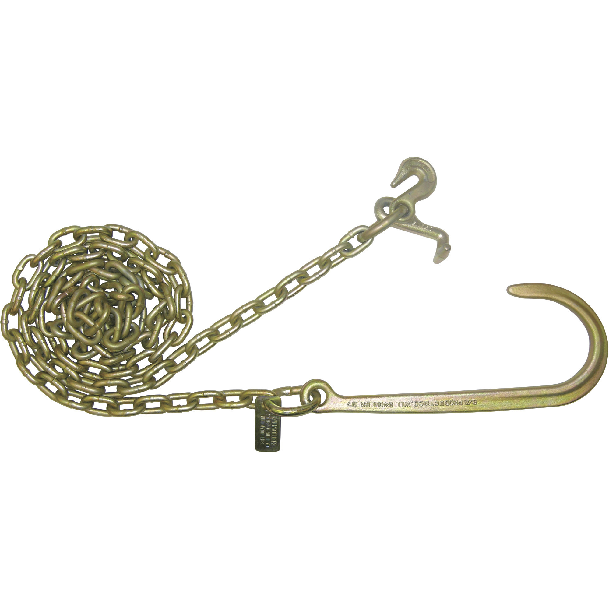 B/A Products Tow Chain With J-Hook and Grab Hook & T Hook, 10ft.L, 4700-Lb. Working Load, Model# N711-6-S